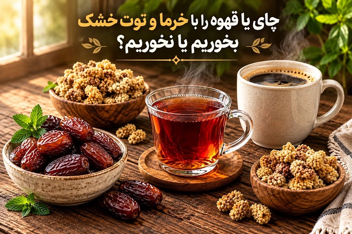 چای یا قهوه را با خرما و توت خشک بخوریم یا نخوریم؟