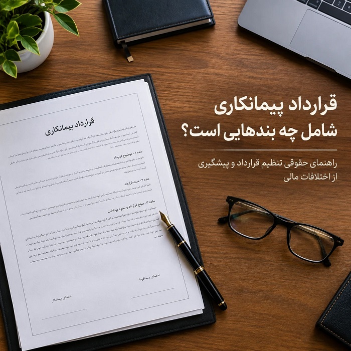 قرارداد پیمانکاری شامل چه بندهایی است؟ راهنمای حقوقی تنظیم قرارداد و پیشگیری از اختلافات مالی