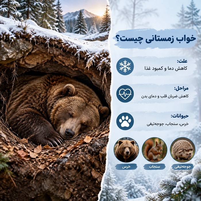 خواب زمستانی چیست؟ علت، مراحل و فهرست حیوانات خواب زمستانی