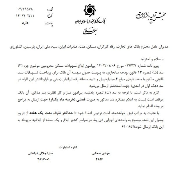  ابلاغ وام ۴۰۰ میلیونی مسکن محرومین 